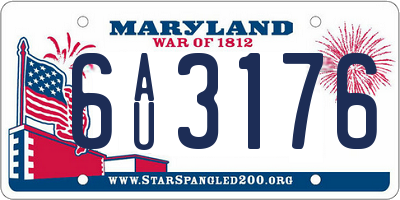 MD license plate 6AU3176