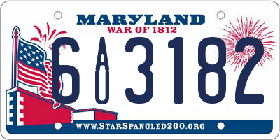 MD license plate 6AU3182