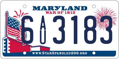 MD license plate 6AU3183
