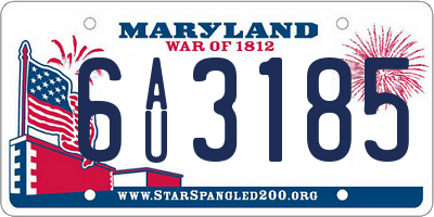 MD license plate 6AU3185