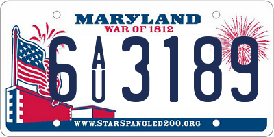 MD license plate 6AU3189