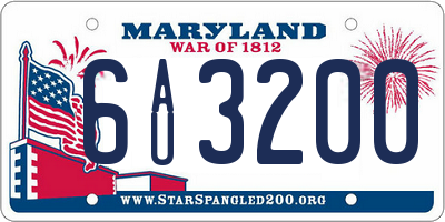 MD license plate 6AU3200