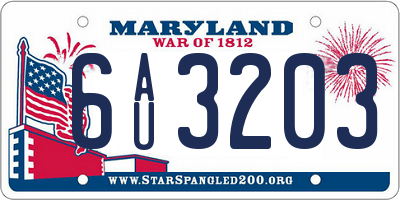 MD license plate 6AU3203