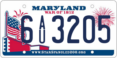 MD license plate 6AU3205