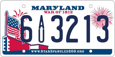 MD license plate 6AU3213