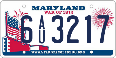 MD license plate 6AU3217