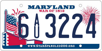 MD license plate 6AU3224