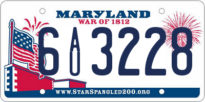MD license plate 6AU3228