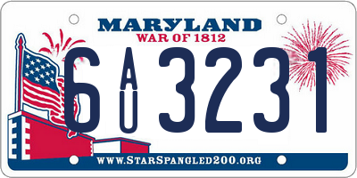 MD license plate 6AU3231