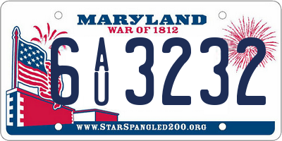 MD license plate 6AU3232