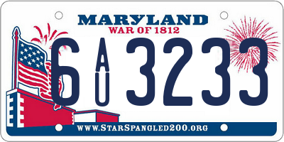 MD license plate 6AU3233
