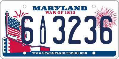 MD license plate 6AU3236