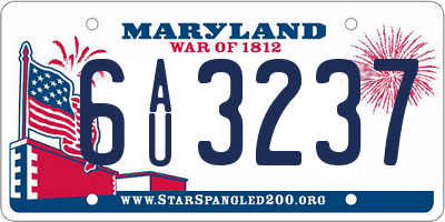 MD license plate 6AU3237