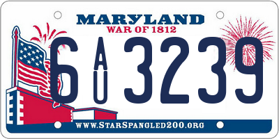MD license plate 6AU3239