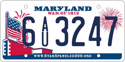 MD license plate 6AU3247