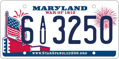 MD license plate 6AU3250