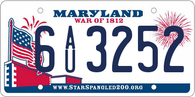 MD license plate 6AU3252