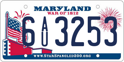 MD license plate 6AU3253