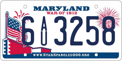 MD license plate 6AU3258