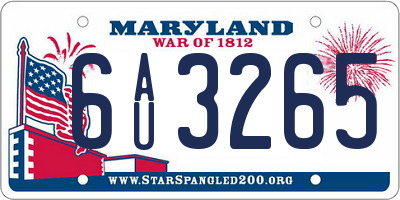 MD license plate 6AU3265