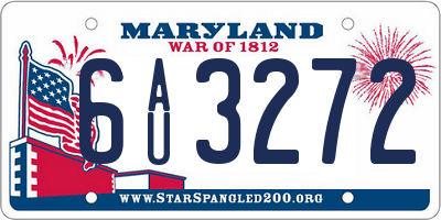 MD license plate 6AU3272