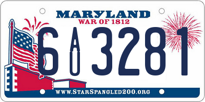 MD license plate 6AU3281