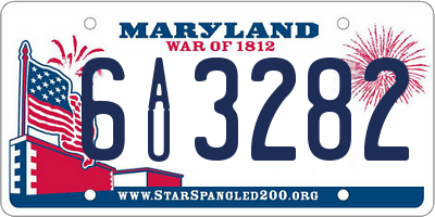 MD license plate 6AU3282
