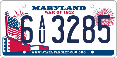 MD license plate 6AU3285