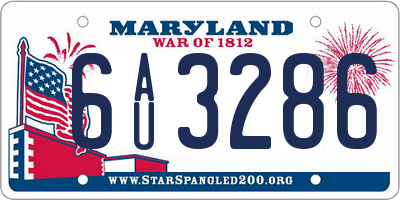 MD license plate 6AU3286