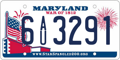 MD license plate 6AU3291