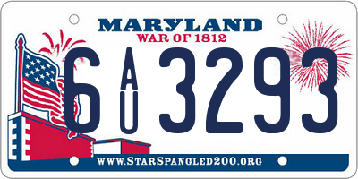 MD license plate 6AU3293