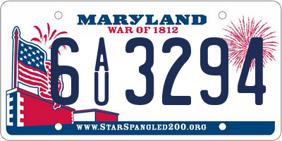 MD license plate 6AU3294