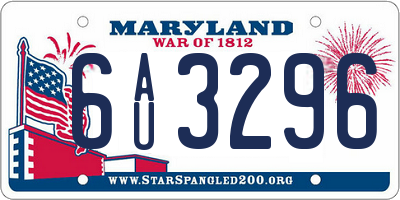MD license plate 6AU3296