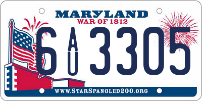 MD license plate 6AU3305