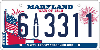 MD license plate 6AU3311