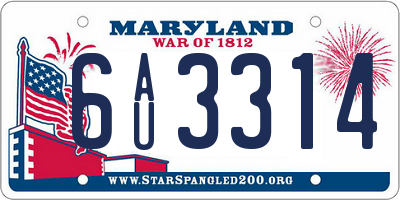 MD license plate 6AU3314