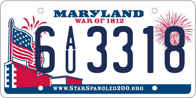 MD license plate 6AU3318