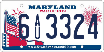 MD license plate 6AU3324