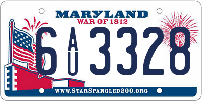 MD license plate 6AU3328
