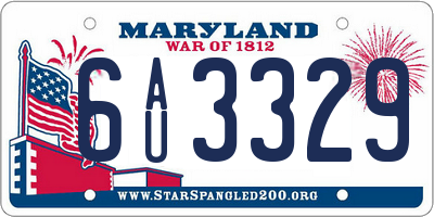 MD license plate 6AU3329