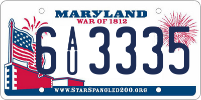 MD license plate 6AU3335