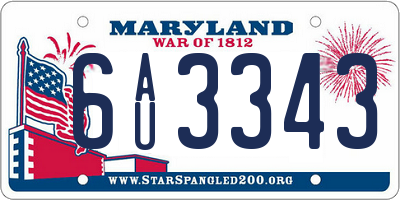 MD license plate 6AU3343