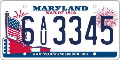 MD license plate 6AU3345