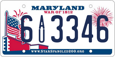 MD license plate 6AU3346
