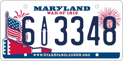 MD license plate 6AU3348