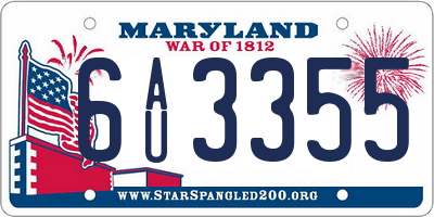 MD license plate 6AU3355