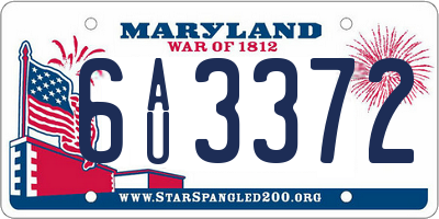 MD license plate 6AU3372