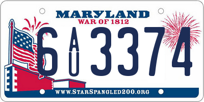 MD license plate 6AU3374
