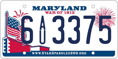 MD license plate 6AU3375