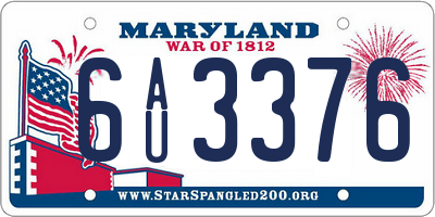 MD license plate 6AU3376